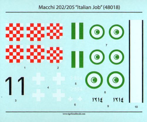 Tigerhead Decals 48018 1:48 'Italian Job' Macchi C.202/C.205 in International Service.