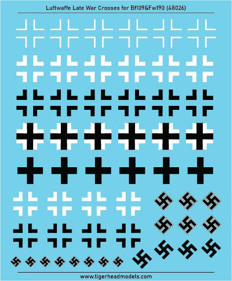 Tigerhead Models THD48026 1:48 Luftwaffe Late War Cross set for Bf109 and Fw190