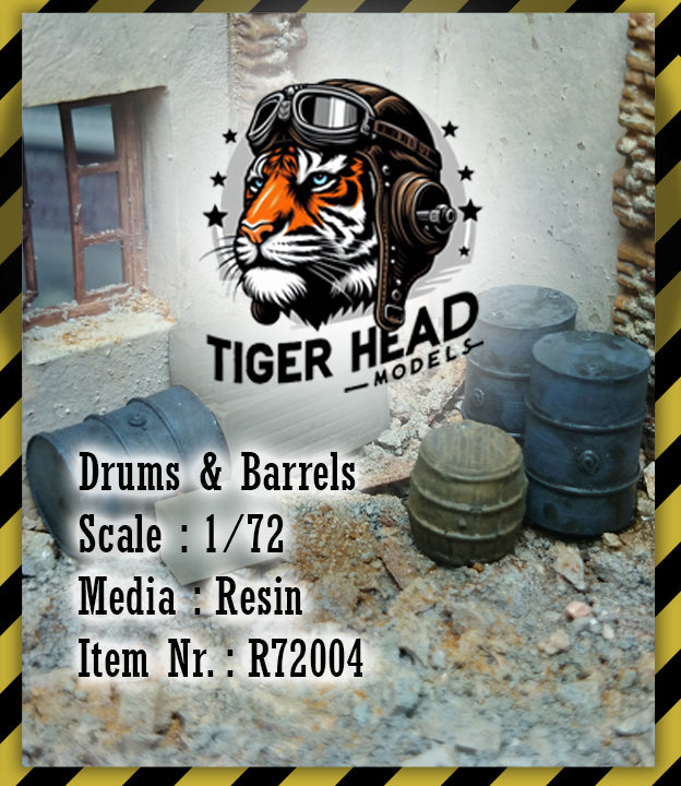 Tigerhead Decals THR72004 1:72 Drums & Barrels (Includes 4 each of 3 different types. Total 12 pieces.)