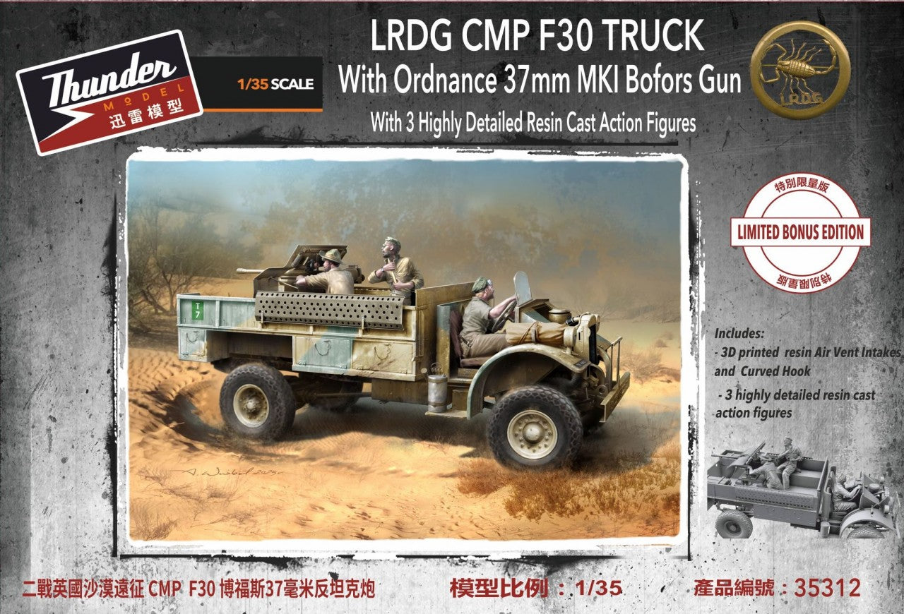 Thunder Models 35312 1:35 LRDG F30 Gun Truck with action figures