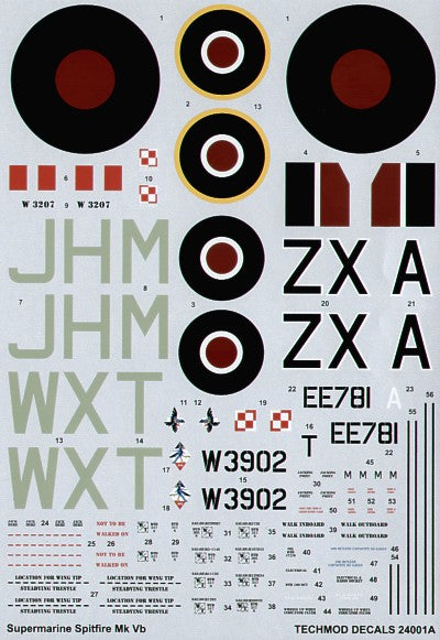 Techmod 24001 1:24 Re-printed! Supermarine Spitfire Mk.Vb