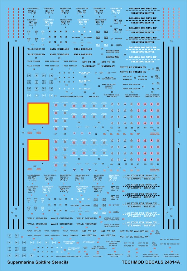 Techmod 24014 1:24 Supermarine Spitfire Stencils