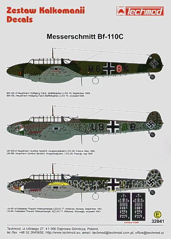 Techmod 32041 1:32 Messerschmitt Bf-110C