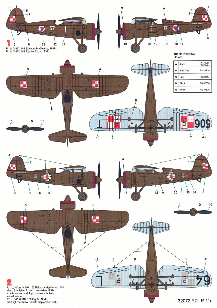 Techmod 32072 1:32 PZL P.11c Camouflage and markings versions