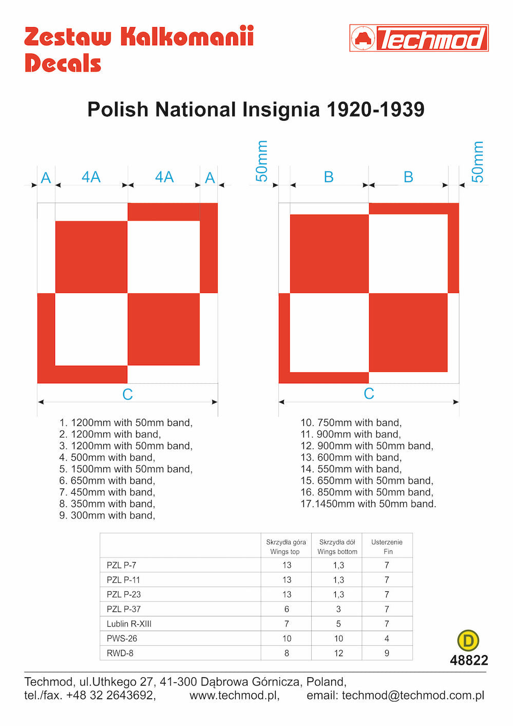 Techmod 48822 1:48 Polish National Insignias