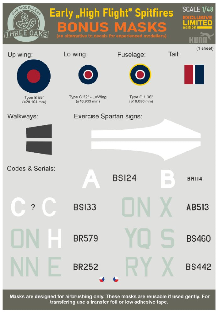THREE OAKS TO48001 1:48 Supermarine Spitfire Mk.VI Early 'High Flight' Spitfires.