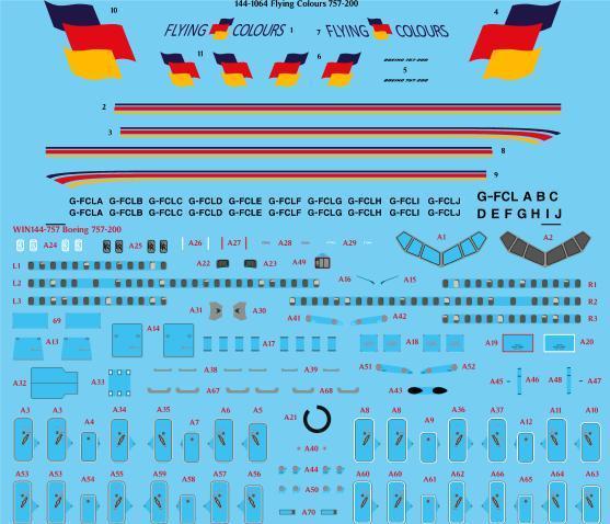 26 Decals 144-1064 1:144 Flying Colours 757-200 laser decal with screen print details - for Zvezda kit