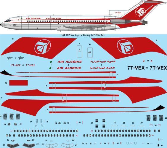26 Decals TS144-1309 1:144 Air Algerie Boeing 727-2D6/Adv laser decal - for CRM kit