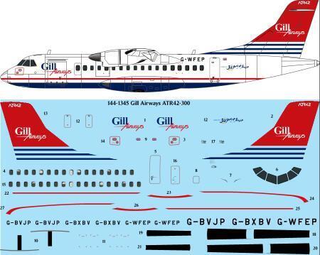 26 Decals 144-1345 1:144 Gill Airways ATR-42-300 laser decal - for X-Scale kit