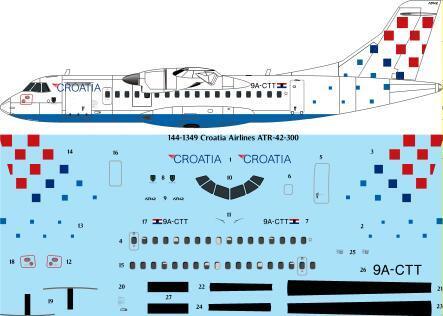 26 Decals TS144-1349 1:144 Croatia Airlines ATR-42-300 laser decal - for X-Scale kit