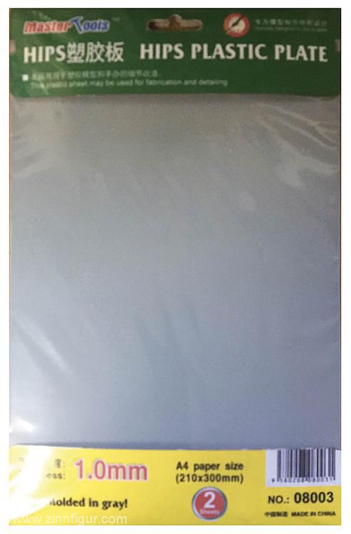 Trumpeter 08003 HIPS 1.0mm Plastic Sheet A4 (210x300mm) - 2 Sheets