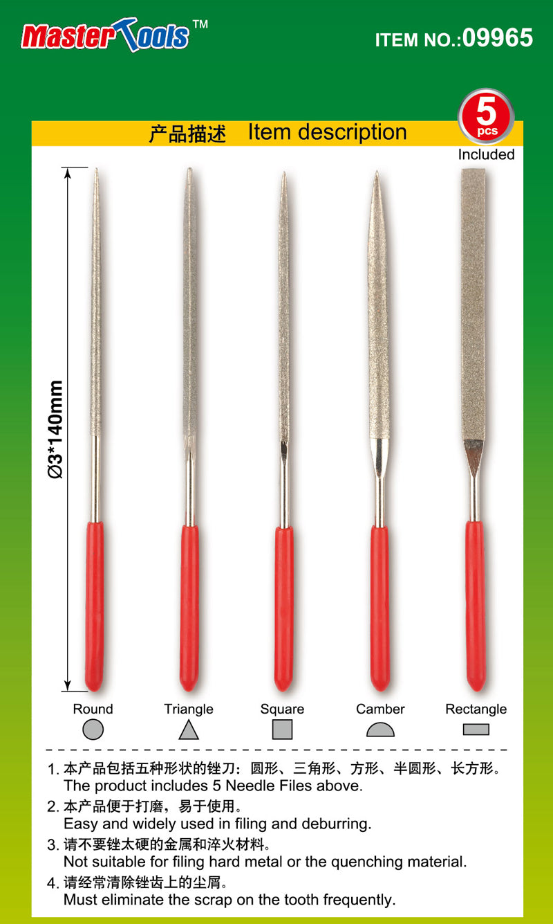 Trumpeter 09965 Assorted Diamond File Set (Grit Size: 150#) - Æ3x140mm