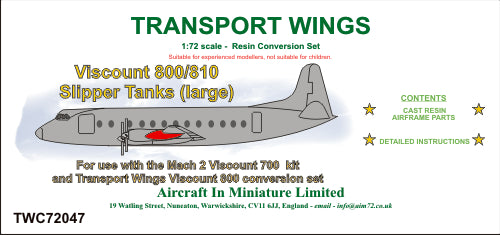 AIM - Transport Wings TWC72047 1:72 Vickers Viscount 800/810 Slipper Tanks (Large)