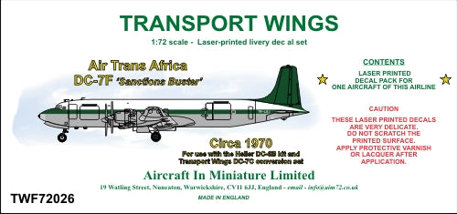 AIM - Transport Wings TWF72026 1:72 Air Trans Africa Douglas DC-7F 'Sanctions Buster' (Circa 1970)