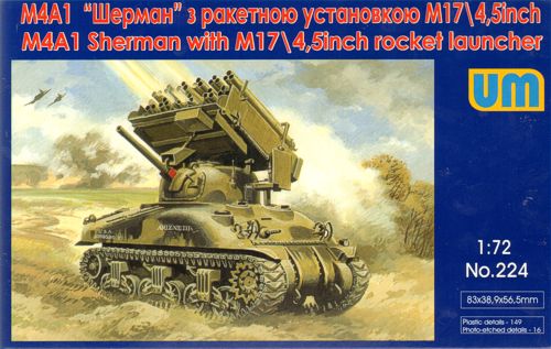 Unimodel 224 1:72 M4A1 Sherman with M17/4.5inch Calliope Rocket Launcher