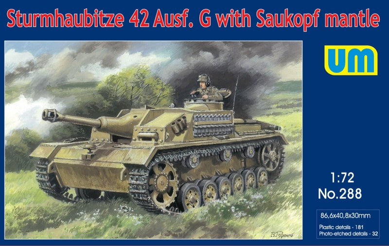 Unimodel 288 1:72 Sturmhaubitze 42 Auf.G with Saukopf Mantle