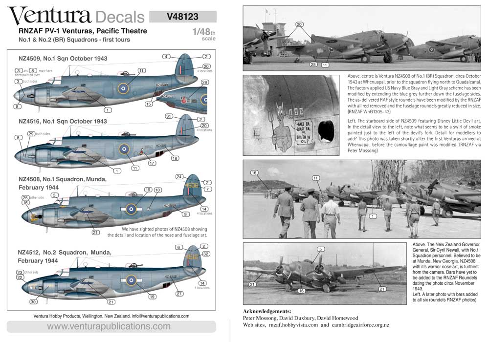 Ventura V48123 1:48 RNZAF Lockheed PV-1 Venturas, Pacific Theatre