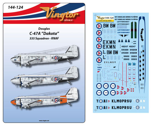 Vingtor Decals 144124 1:144 Douglas C-47A 'Dakota' - 335 Squadron, RNAF