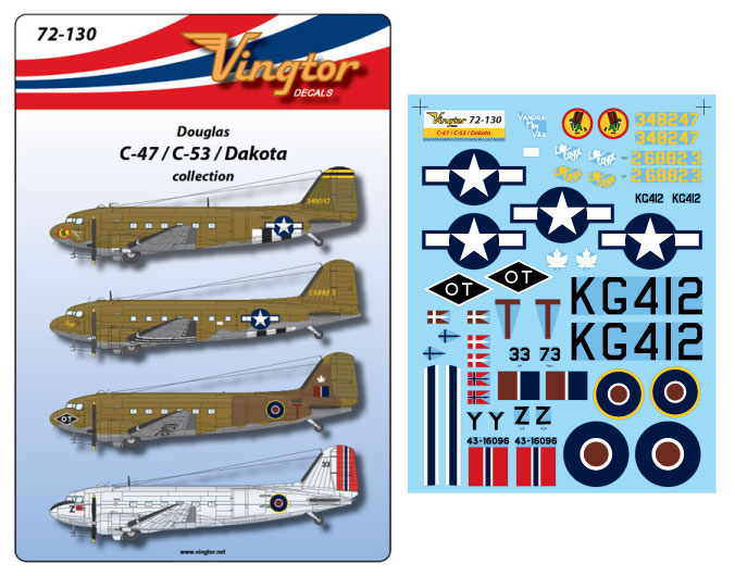 Vingtor Decals 72130 1:72 Douglas C-47/C-53/Dakota Collection