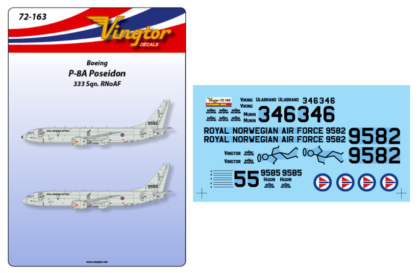Vingtor Decals 72-163 1:72 Boeing P-8A Poseidon - 333 Sqn. RNoAF