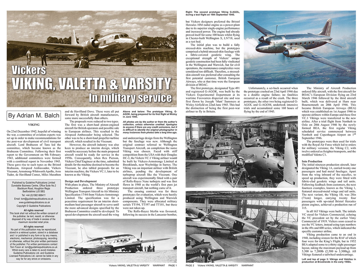 Warpaint Series 141 Vickers Viking, Valetta & Varsity In Military Service. By Adrian M. Balch