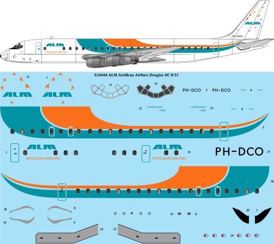 26 Decals X14444 1:144 ALM Antillean Airlines Douglas DC-8-53 laser decal