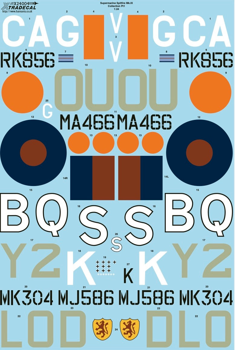 Xtradecal 24004 1:24 Supermarine Spitfire Mk.IX Collection Part 1