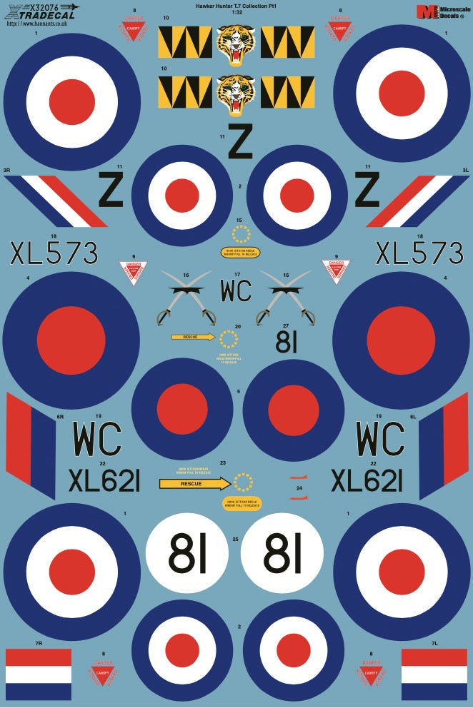 Xtradecal X32076 1:32 Hawker Hunter T.7