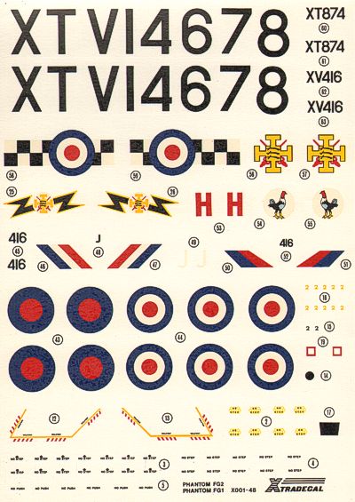 Xtradecal X48001 1:48 McDonnell-Douglas FG.1/ FGR.2 43 Phantom Sqn XT874/J; 111 Sqn XT416/H. Both Camouflaged