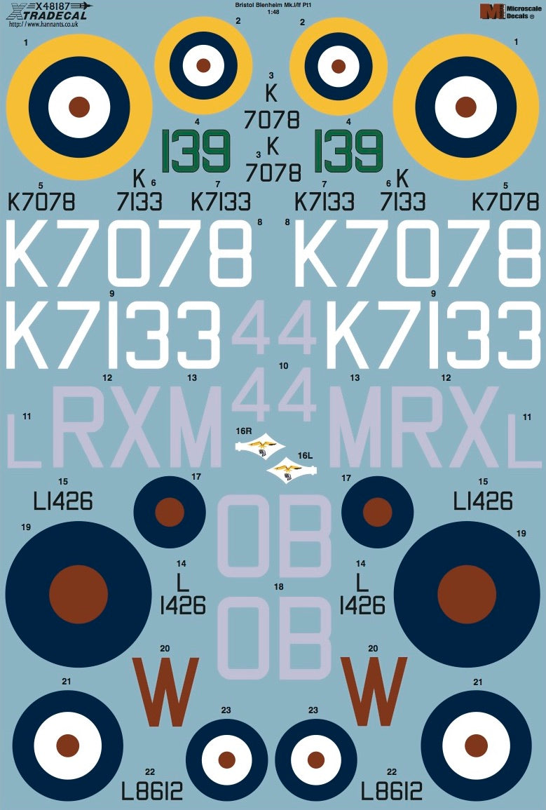 Xtradecal X48187 1:48 Bristol Blenheim Mk.I/Mk.IF