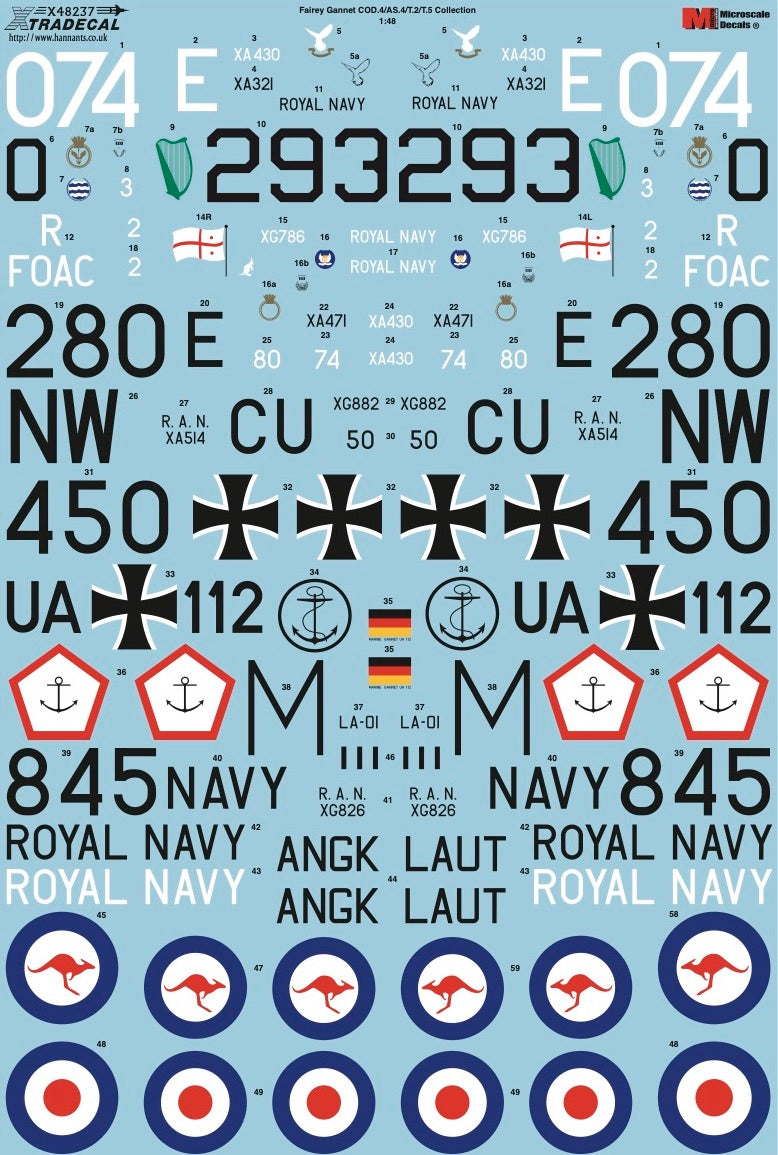 Xtradecal X48237 1:48 Fairey Gannet COD.4/AS.4/T.2/T.5 Collection