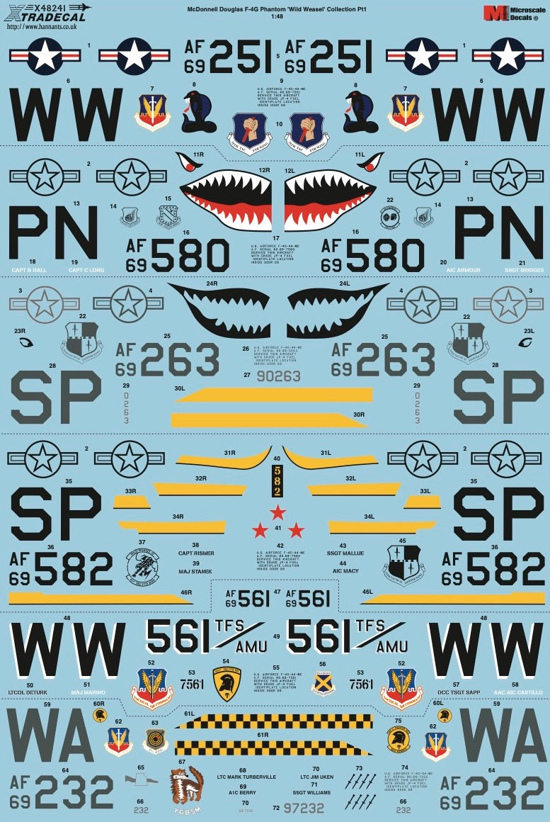 Xtradecal 48241 1:48 F-4G Phantom 'Wild Weasel' Collection Pt1