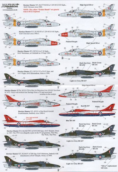Xtradecal 72123 1:72 Hawker Hunter T.7 Two Seaters