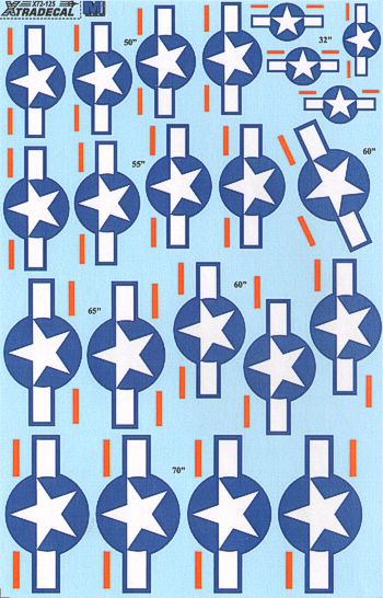 Xtradecal X72125 1:72 U.S. National Insignia. Stars and Bars with optional red bar.