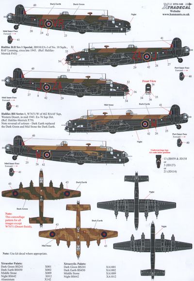 Xtradecal X72146 1:72 Handley-Page Halifax B.II Series 1A/B.II Series 1A Special