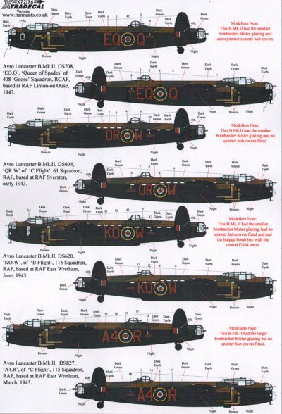 Xtradecal X72176 1:72 Avro Lancaster B.II 1943