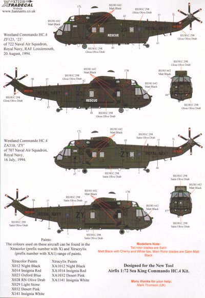 Xtradecal X72218 1:72 Westland Commando (Sea King) HC.4
