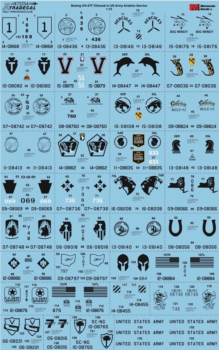 Xtradecal X72356 1:72 Boeing CH-47F Chinook In US Army Aviation Service