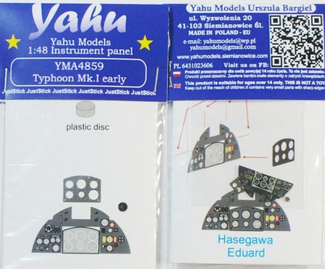 Yahu Models YMA4859 1:48 Hawker Typhoon Mk.I Early version etched cockpit instrument panel