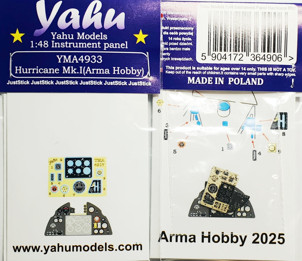 Yahu Models YMA4933 1:48 Hawker Hurricane Mk.I instrument panel