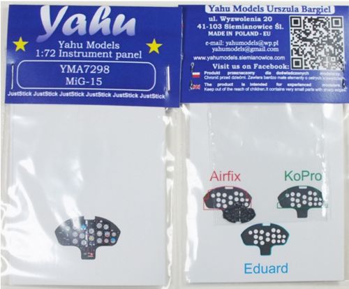Yahu Models YMA7298 1:72 Mikoyan MiG-15 Photoetched instrument panels. Coloured