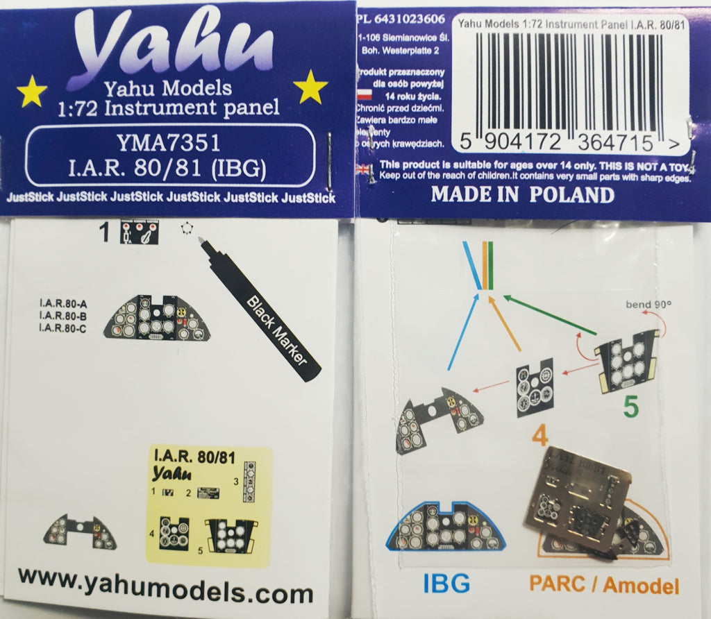 Yahu Models YMA7351 1:72 I.A.R. IAR.80/81C pre-painted instrument panel