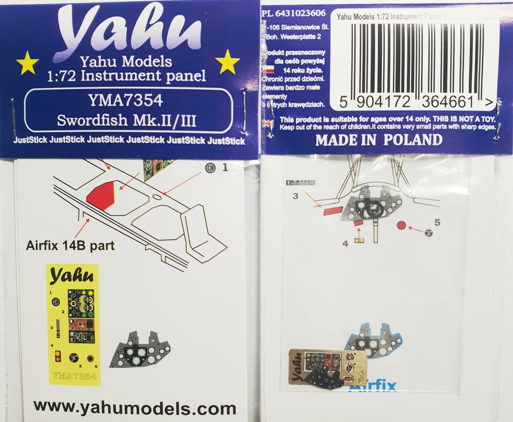 Yahu Models YMA7354 1:72 Fairey Swordfish Mk.II/Mk.III pre-painted instrument panel