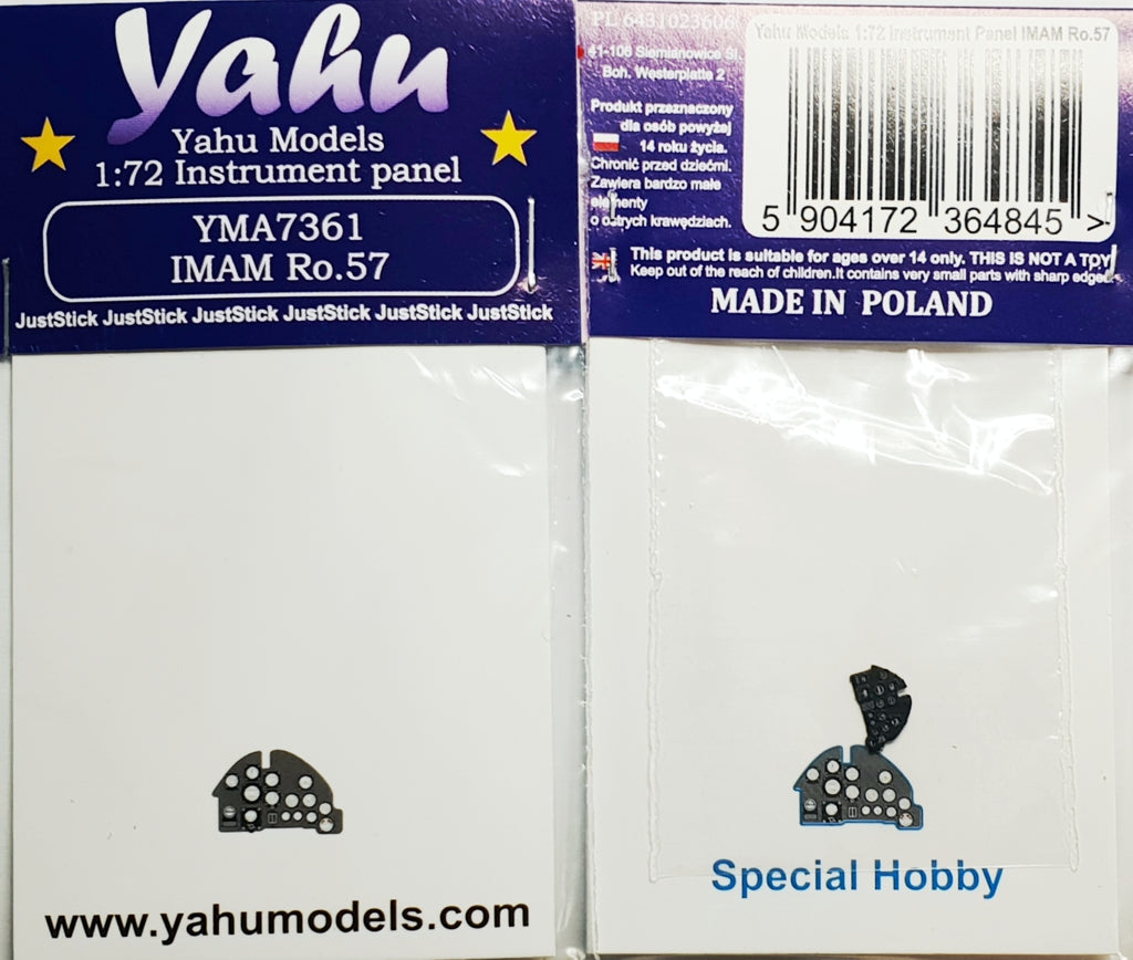Yahu Models YMA7361 1:72 I.M.A.M. (Romeo) Ro.57 pre-painted, etched instrument panel