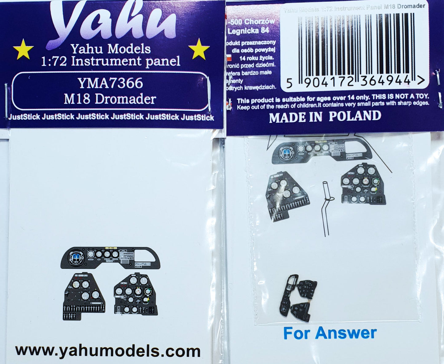 Yahu Models YMA7366 1:72 M18 Dromader pre-painted, etched instrument panel