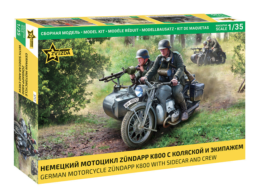 Zvezda 3717 1:35 Zundapp K800 Motorcycle with Sidecar