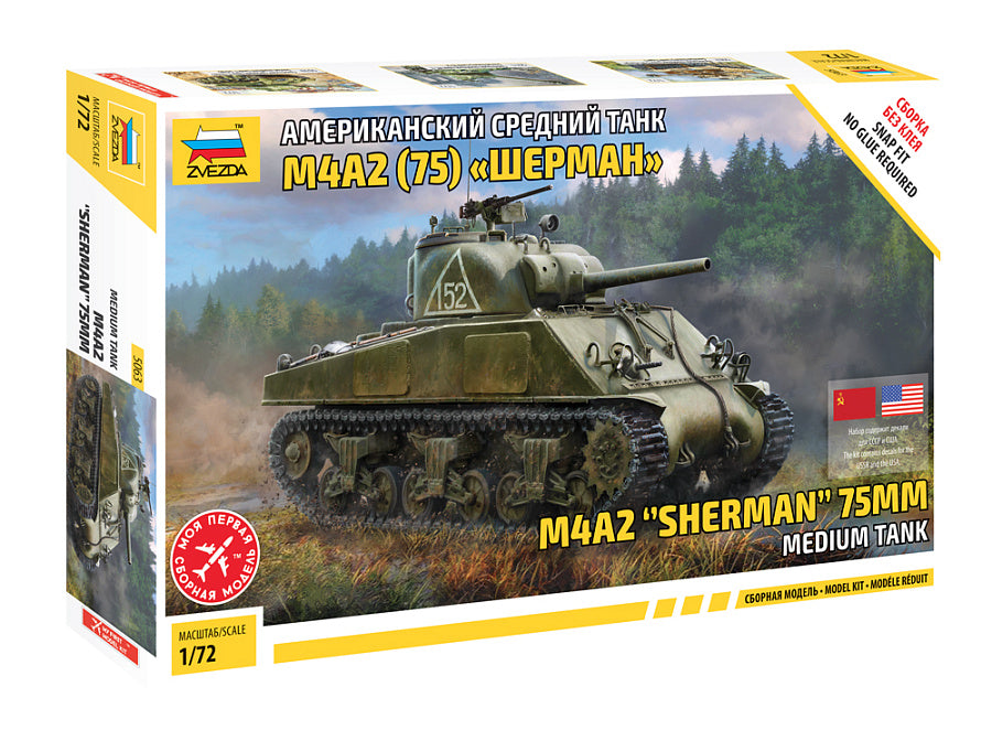 Zvezda 5063 1:72 M4A2 (75MM) Sherman - Snap Fit