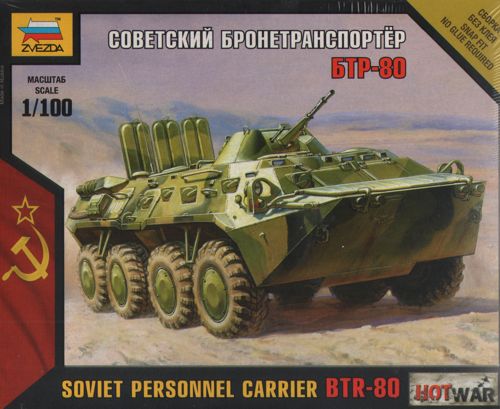 Zvezda 7401 1:100 Soviet Personal Carrier BTR-80 snap-fit