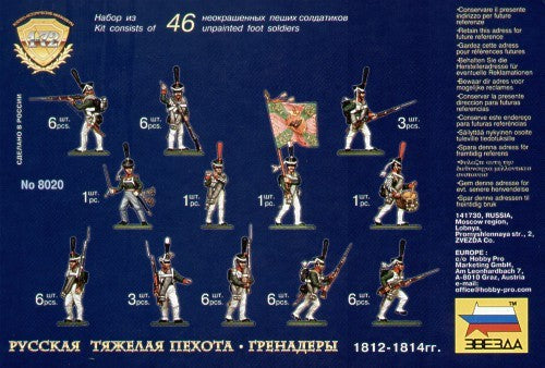 Zvezda 8020 1:72 Russian Heavy Infantry Grenadiers (Napoleonic)