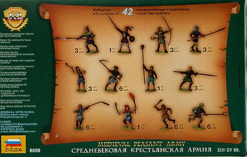 Zvezda 8059 1:72 Medieval Peasant Army (XIII-XIVAD but could be used in many other centuries as well)